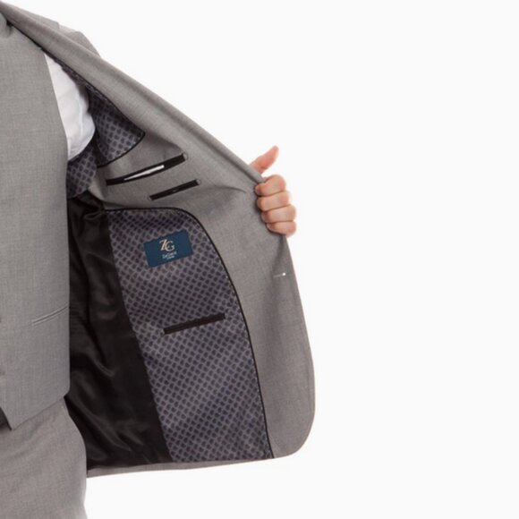 NWT Mens Suit Premium Wool 3pc Modern Fit w/ Vest, Gray 42L pants 36 - Picture 2 of 5